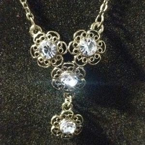 Four Stone Floral Design Synthetic Necklace